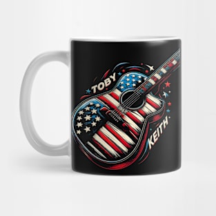 Guitar decorated with patriotic imagery and Toby Keith's name Mug